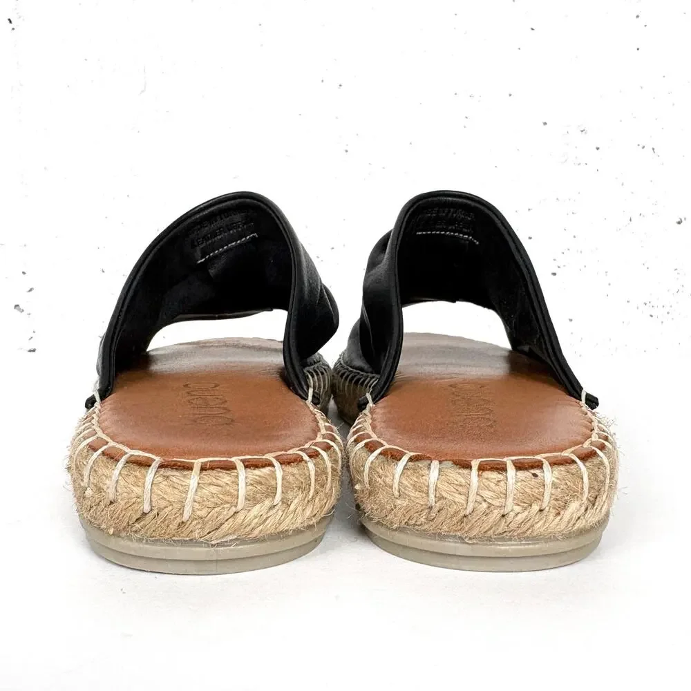 Bueno Womens Nice Leather Slip On Sandals Wide Ruched Band Black Brown Size 37